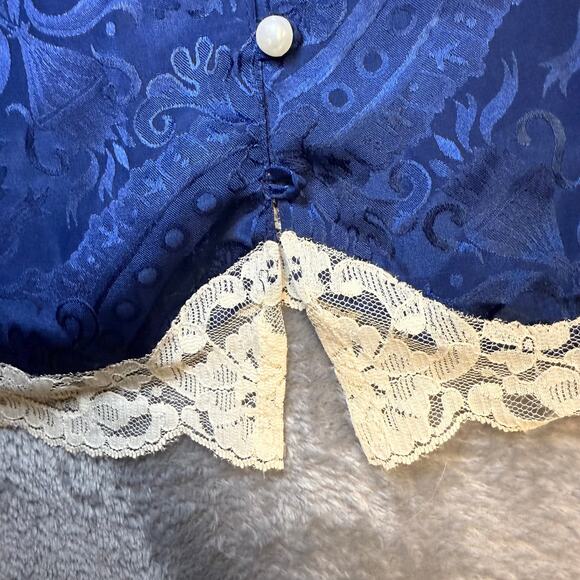 Vintage Victoria's Secret Women's Size M Blue Satin Lace Camisole Tank Button - Picture 10 of 12